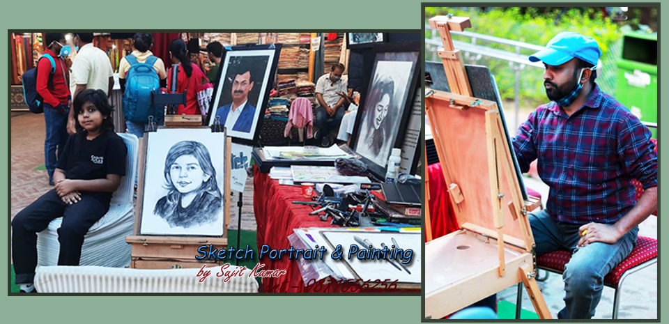 Watercolor Portrait Painting Work in Dilli Haat, New Delhi NCR NCR By Sujit Kumar